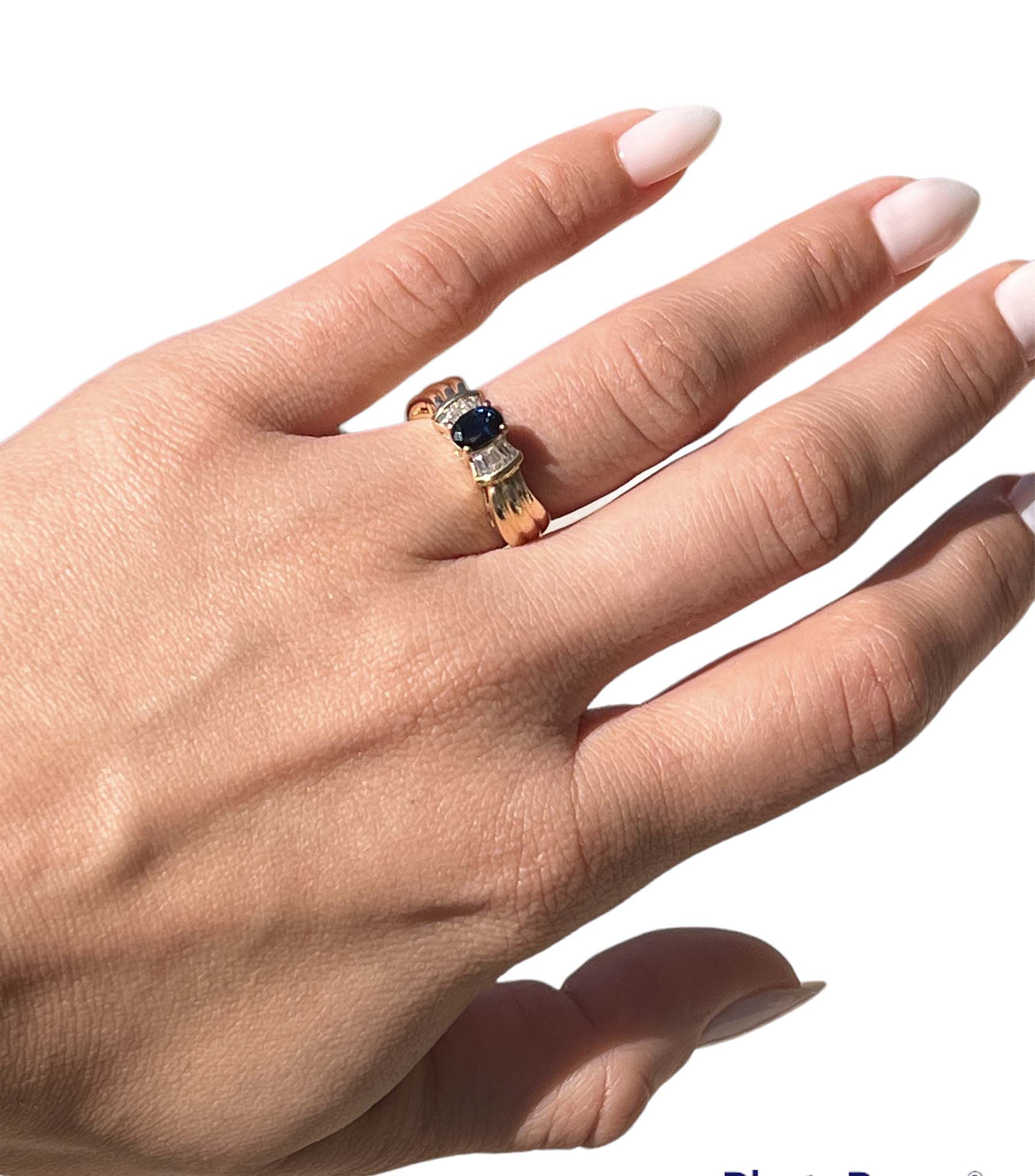 14KT Yellow Gold 0.89ctw Sapphire Diamond Ring Size 6