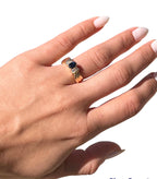 14KT Yellow Gold 0.89ctw Sapphire Diamond Ring Size 6 L225