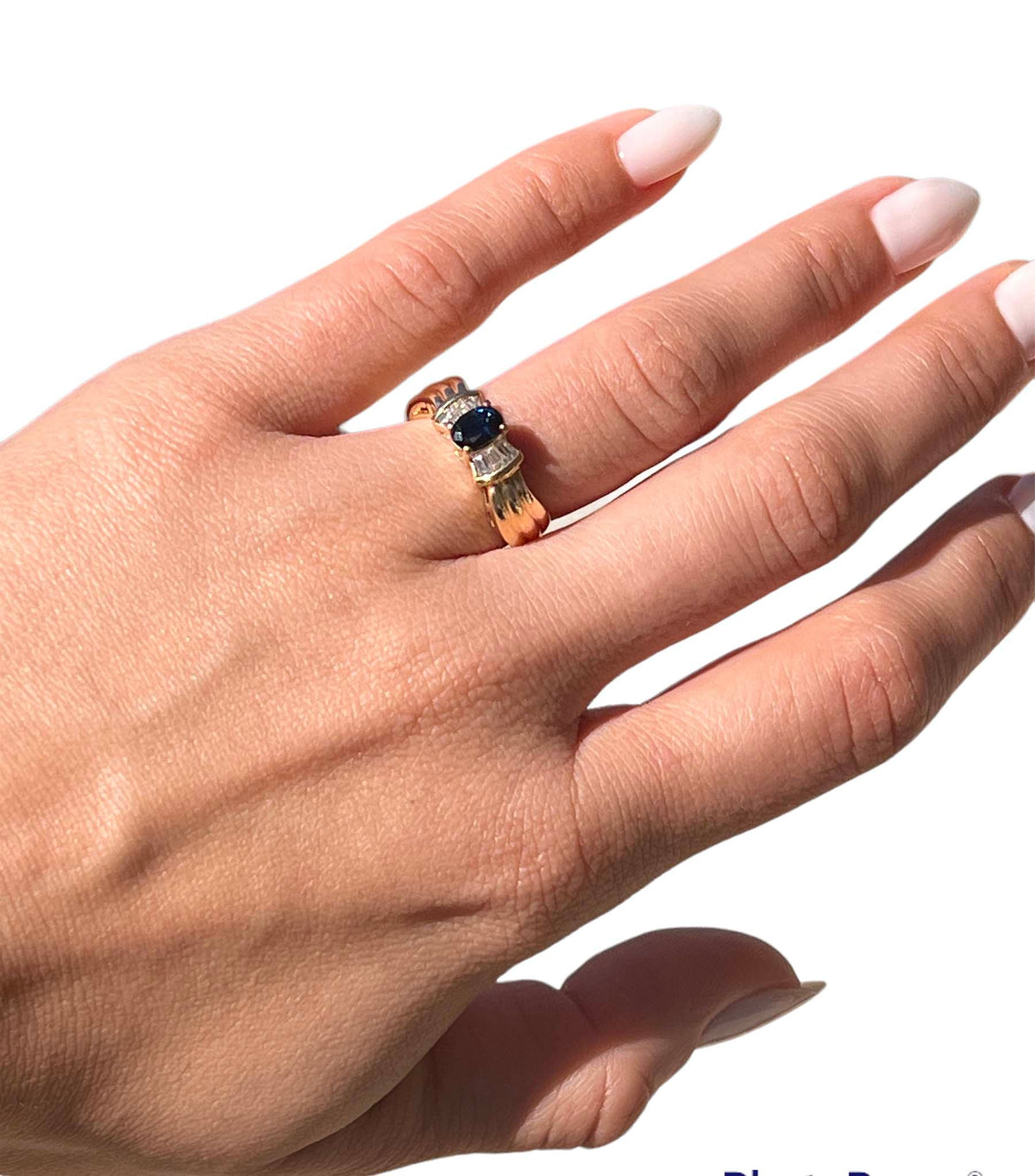14KT Yellow Gold 0.89ctw Sapphire Diamond Ring Size 6 L225