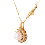 14KT Yellow Gold 0.60ctw Diamond Pearl Topaz Pendant ChainLength 18