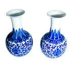 A Pair of Blue Chinese Canton Vases