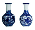 A Pair of Blue Chinese Canton Vases