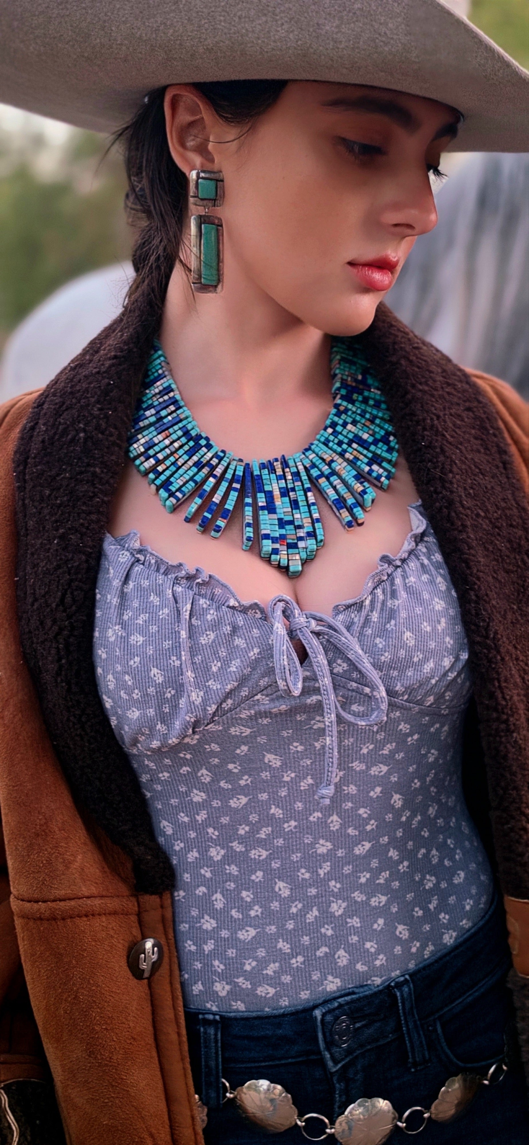 Charlene Reano, Santo & San Felipe Pueblo Native American Turquoise Necklace