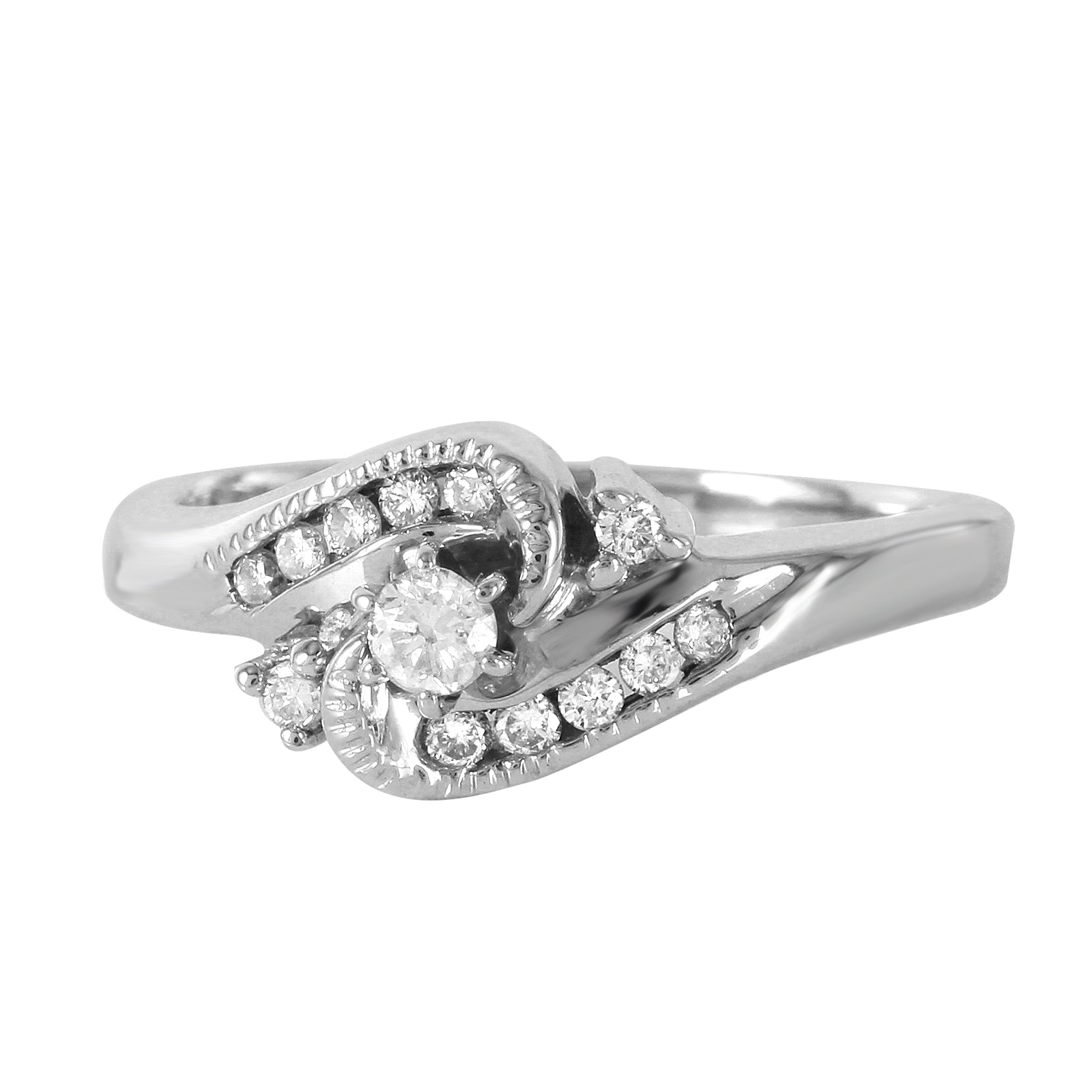 14KT White Gold 0.16ctw Diamond Engagement Ring Size 7