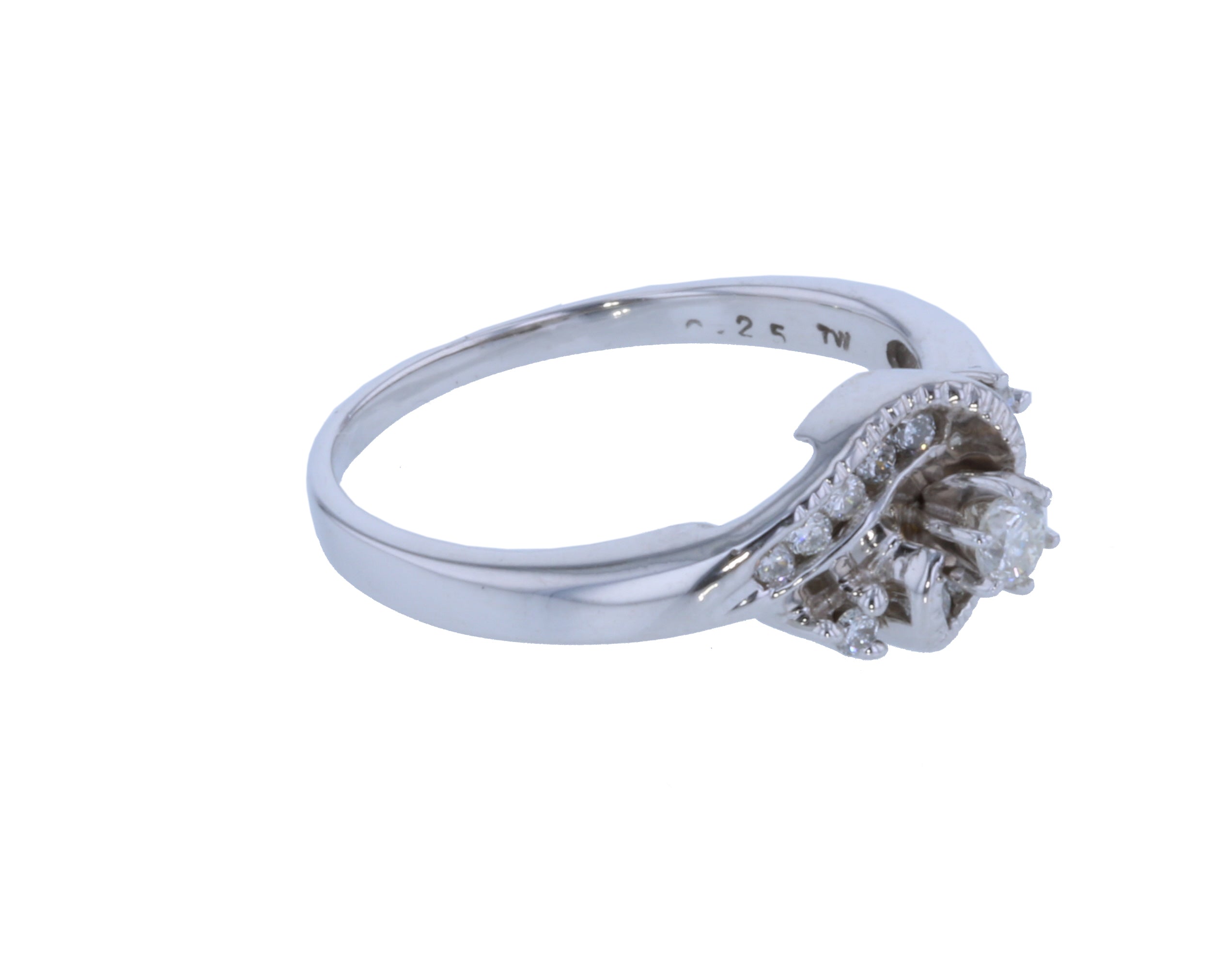 14KT White Gold 0.16ctw Diamond Engagement Ring Size 7