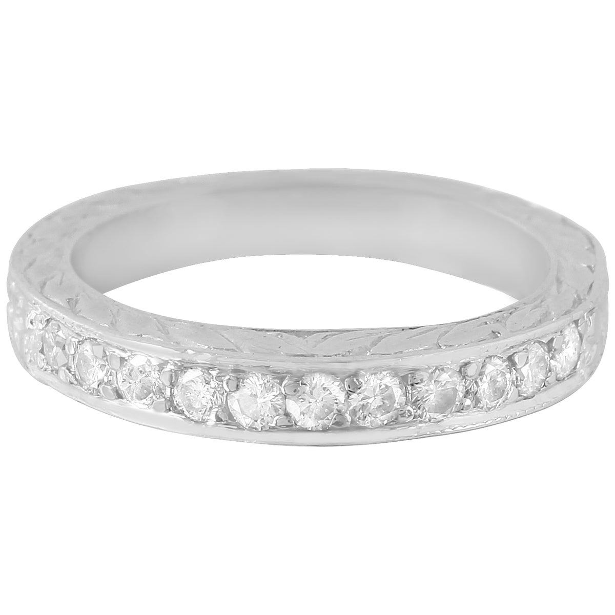 Platinum 0.32ctw Diamond Wedding Band Size 4.25