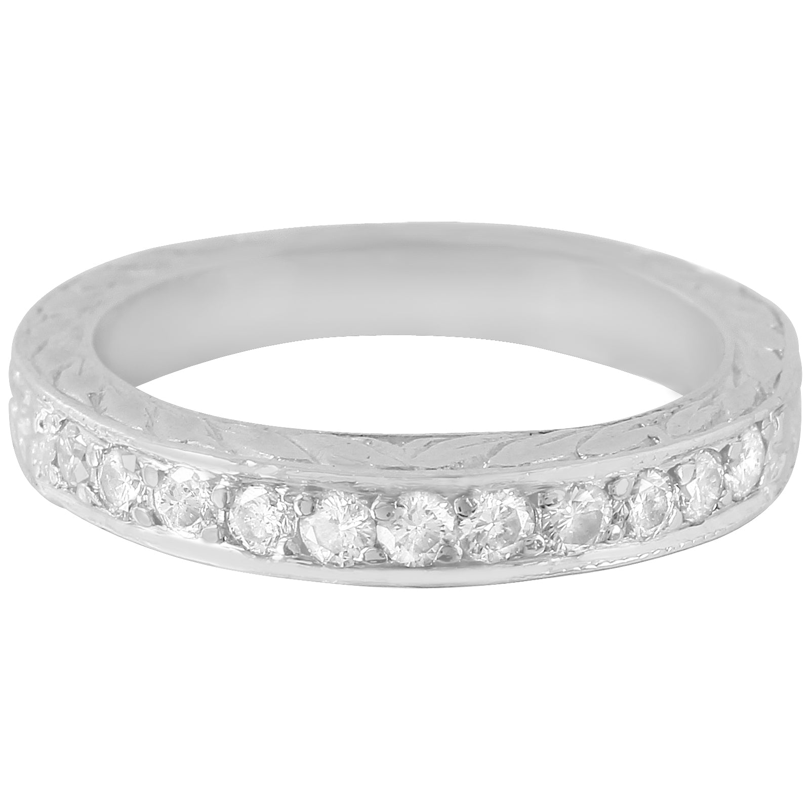 Platinum 0.32ctw Diamond Wedding Band Size 4.25