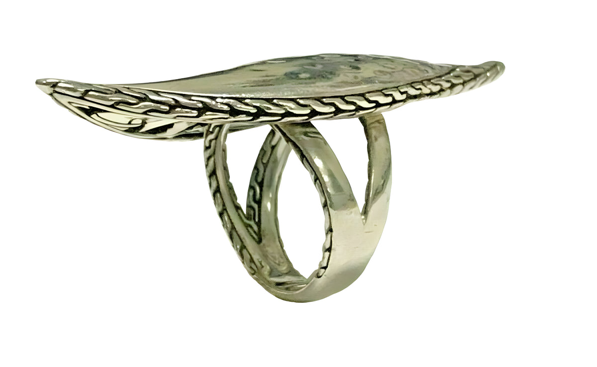 John Hardy Sterling Hammered Leaf Ring