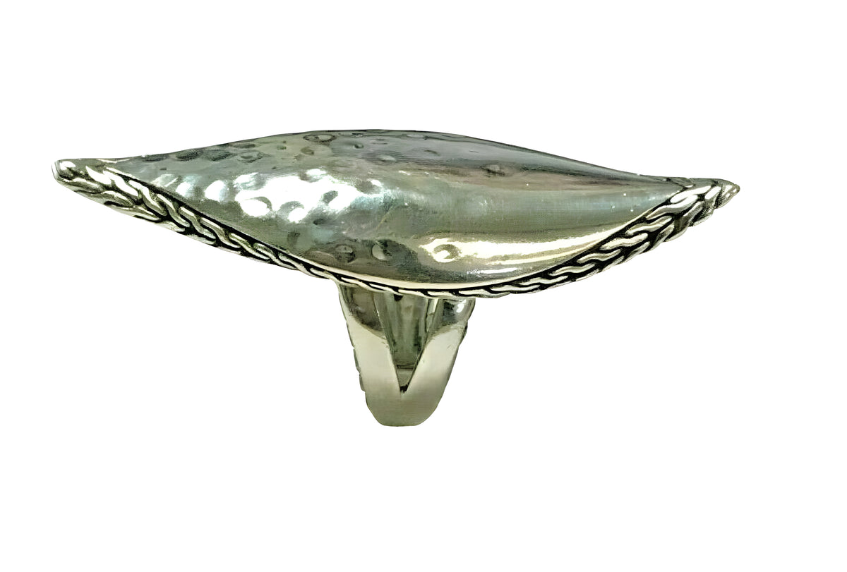 John Hardy Sterling Hammered Leaf Ring