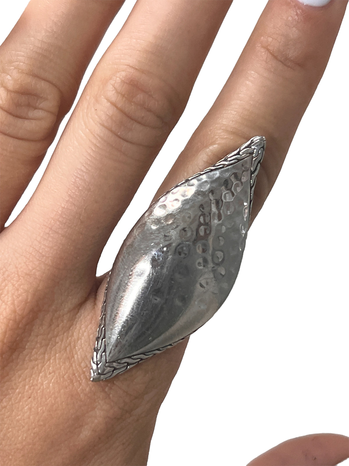 John Hardy Sterling Hammered Leaf Ring