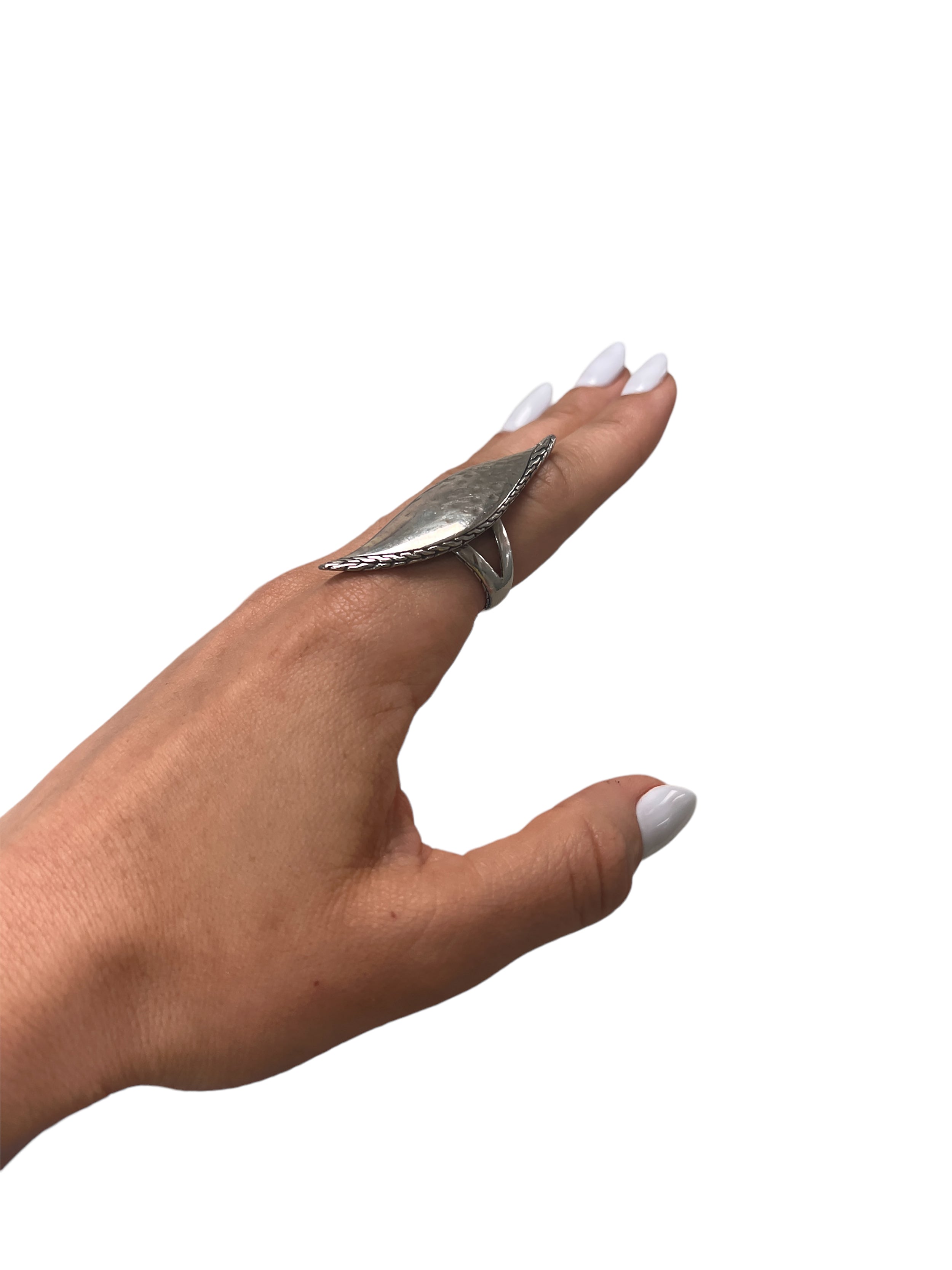John Hardy Sterling Hammered Leaf Ring