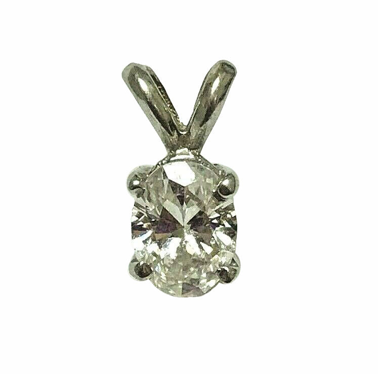 14KT White Gold Oval 0.67ct Diamond Pendant & Chain