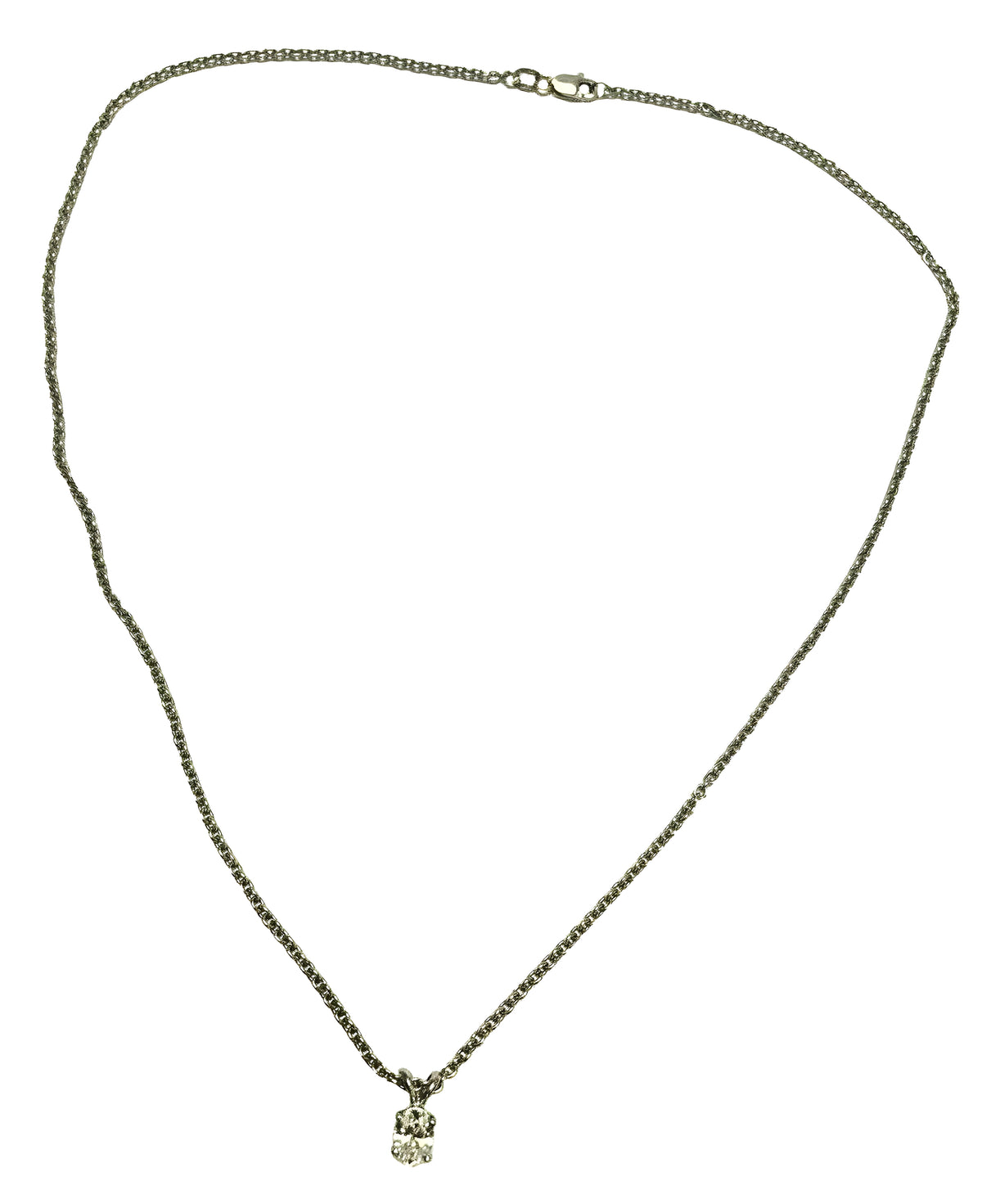 14KT White Gold Oval 0.67ct Diamond Pendant & Chain