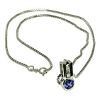 14kt white gold Tanzanite and Diamond Pendant & Chain