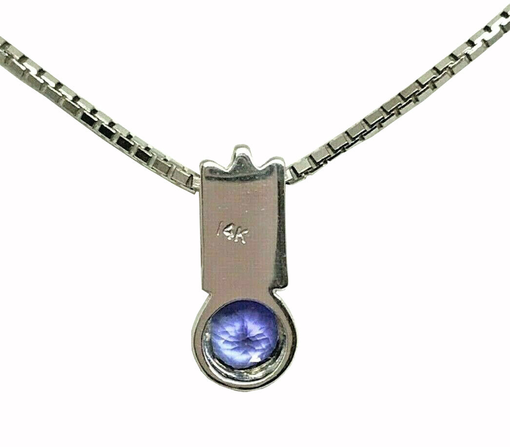 14kt white gold Tanzanite and Diamond Pendant & Chain