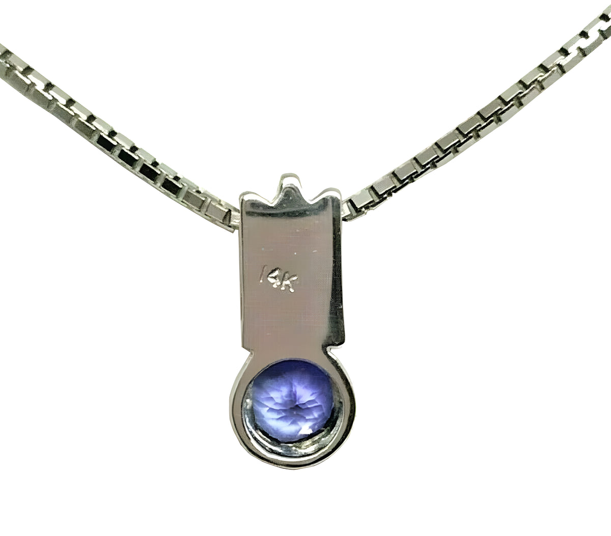 14kt white gold Tanzanite and Diamond Pendant & Chain