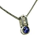 14kt white gold Tanzanite and Diamond Pendant & Chain