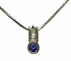 14kt white gold Tanzanite and Diamond Pendant & Chain