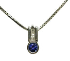 14kt white gold Tanzanite and Diamond Pendant & Chain