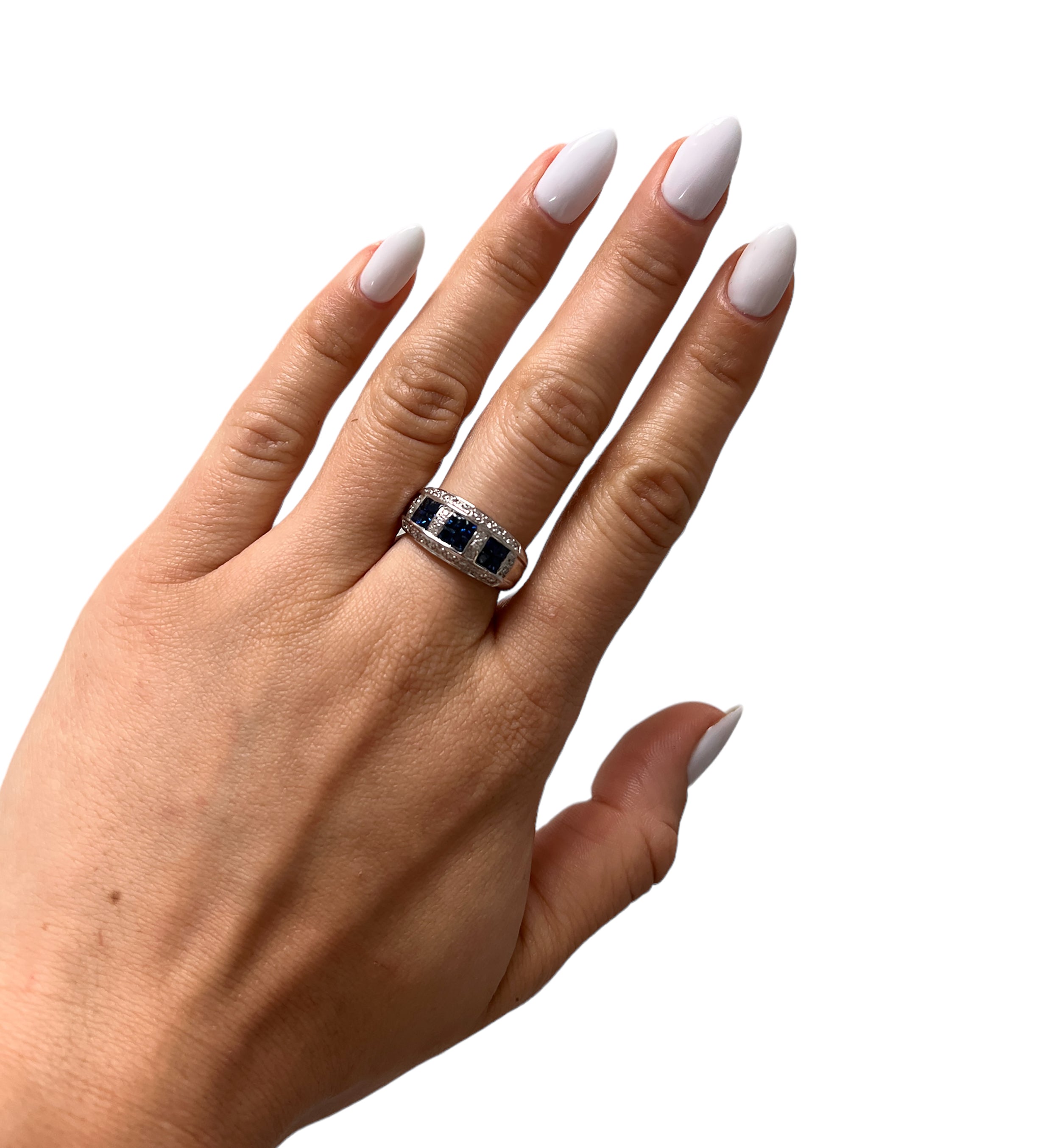 14kt White Gold Sapphire & Diamond Ring