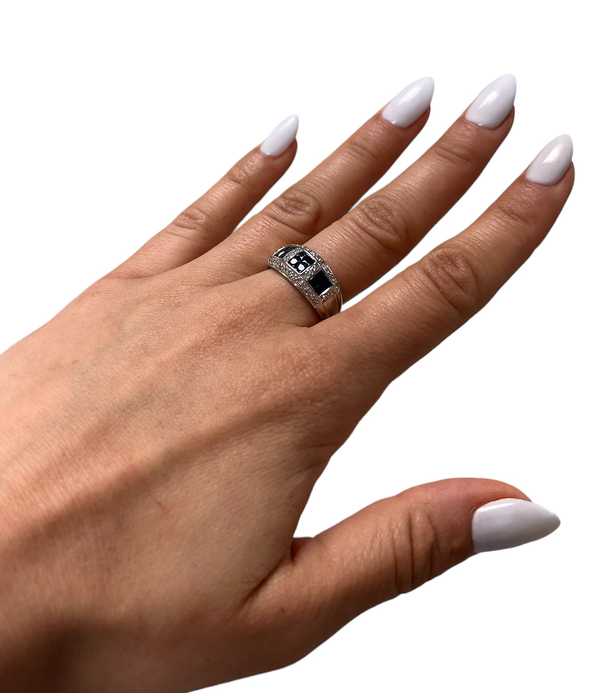 14kt White Gold Sapphire & Diamond Ring