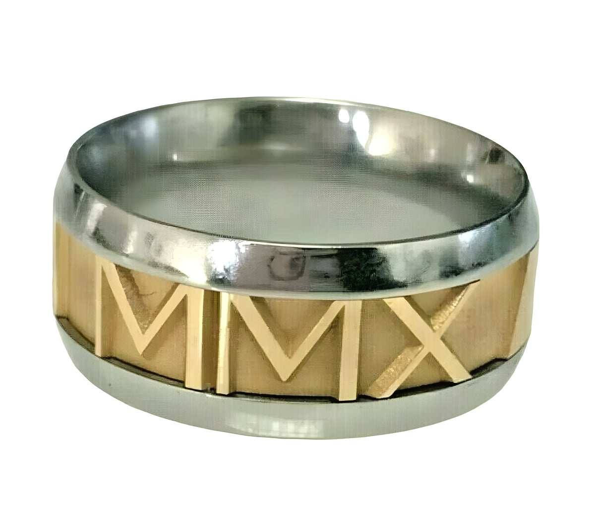 John Christian 14kt Gold and Steel Roman Numeral Ring