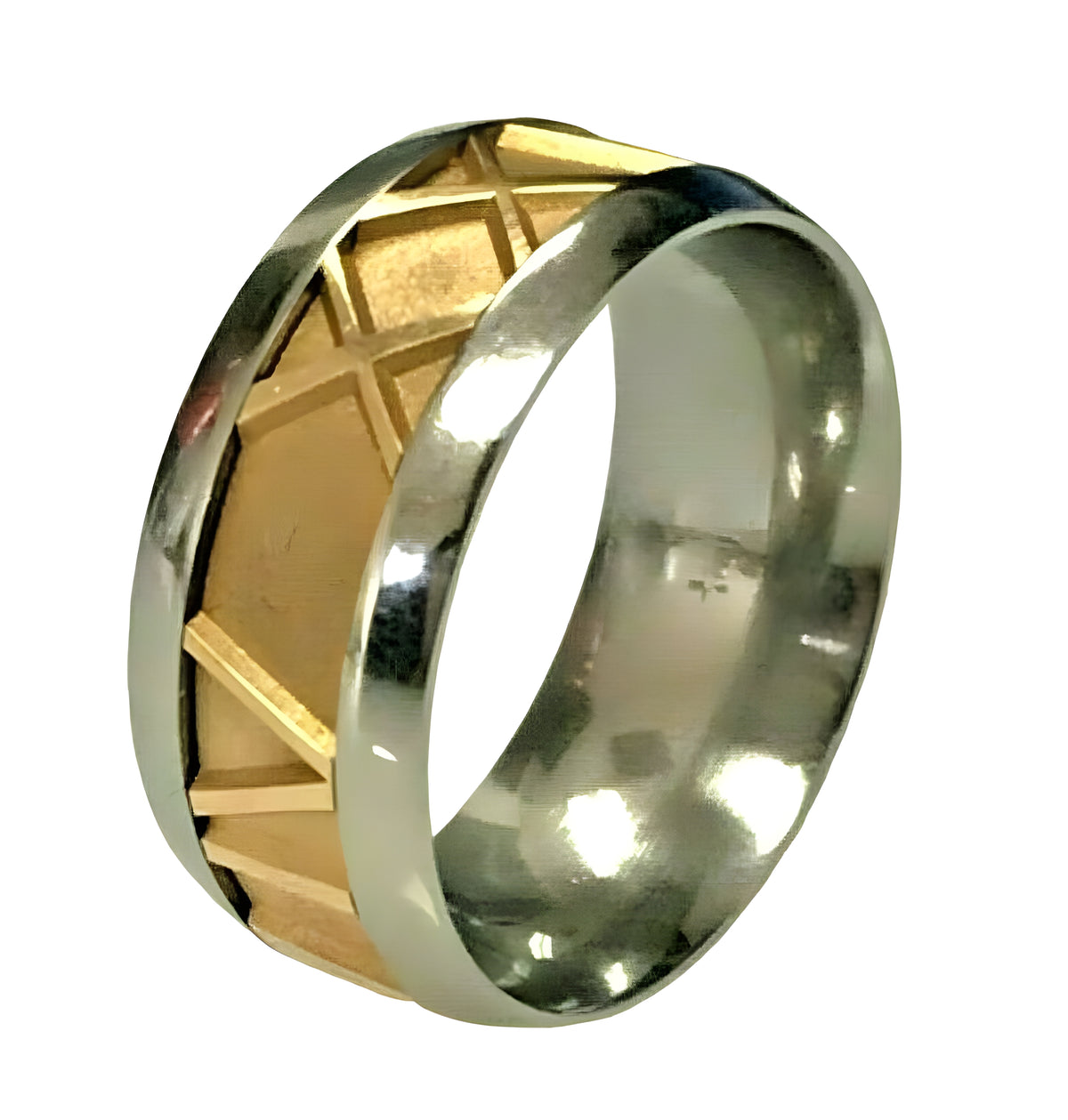 John Christian 14kt Gold and Steel Roman Numeral Ring