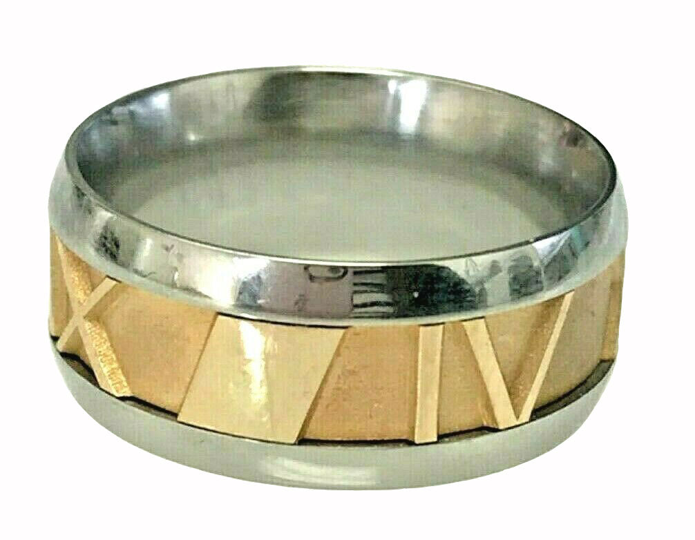 John Christian 14kt Gold and Steel Roman Numeral Ring