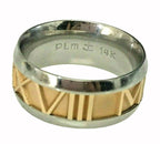John Christian 14kt Gold and Steel Roman Numeral Ring