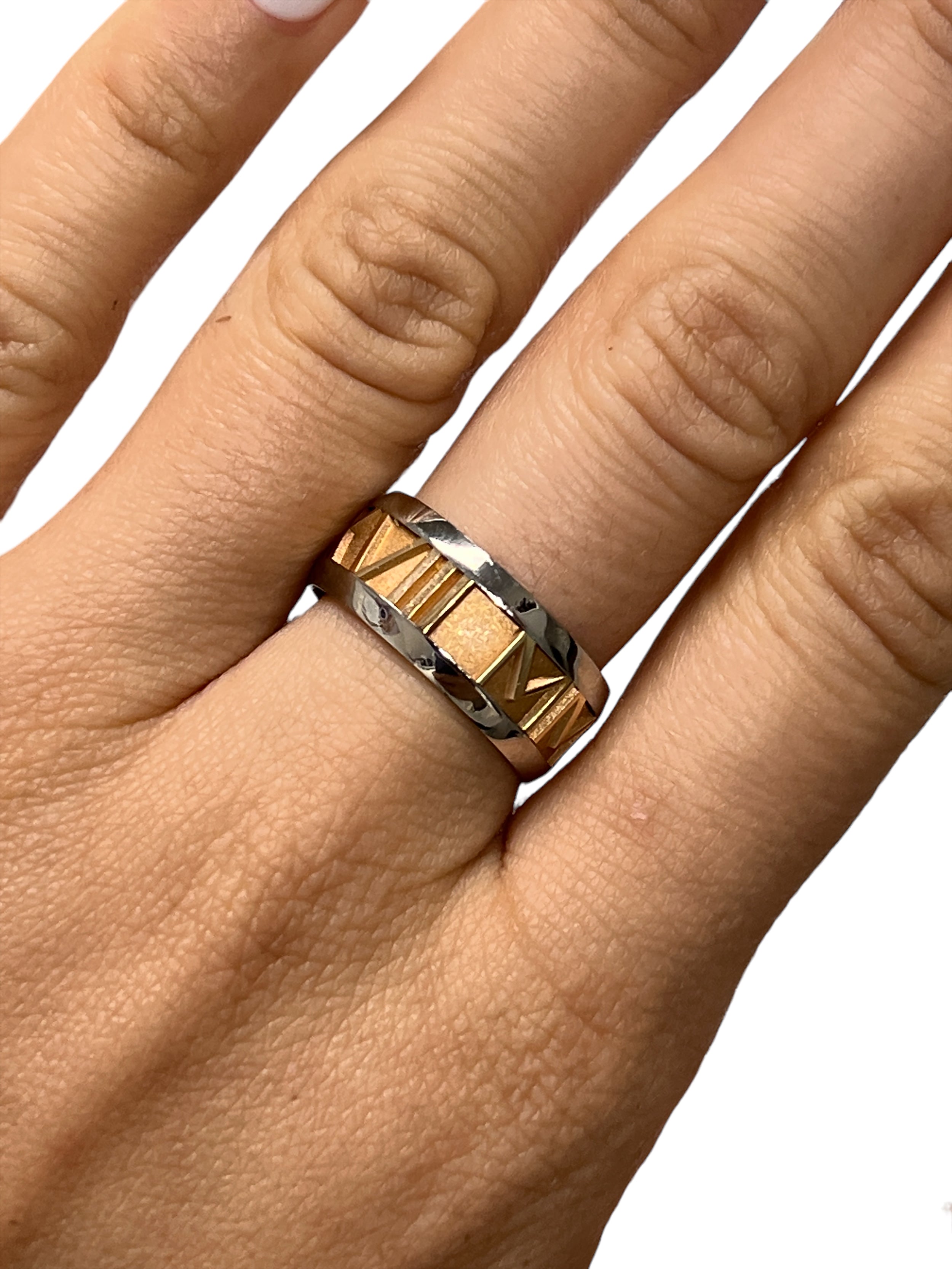 John Christian 14kt Gold and Steel Roman Numeral Ring