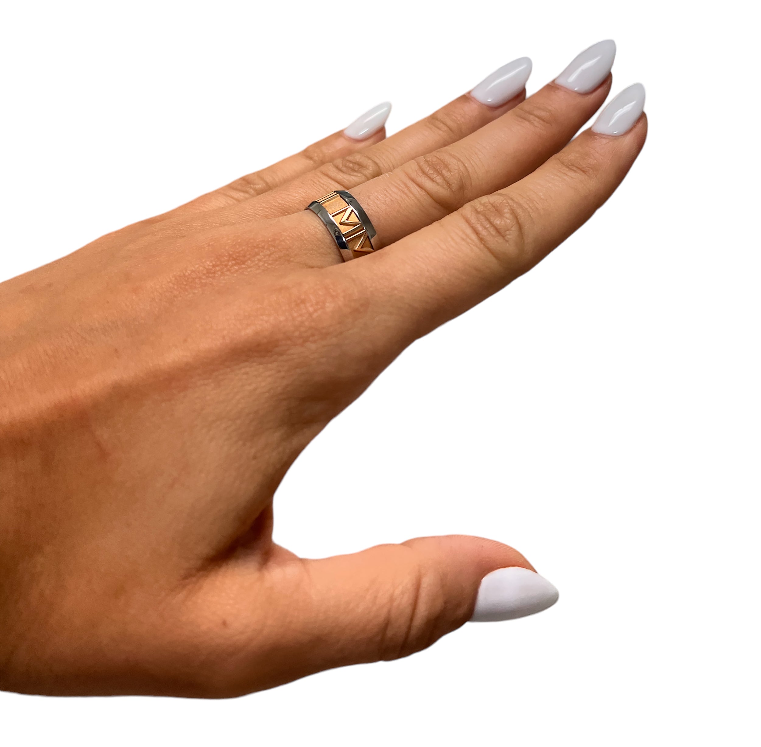 John Christian 14kt Gold and Steel Roman Numeral Ring