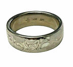 Sterling & 14kt Gold Men's Wedding Band w/ Laser Carved Wood Grain Pattern sz9.5