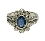 14kt White Gold Sapphire & Diamond Art Deco Ring