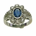 14kt White Gold Sapphire & Diamond Art Deco Ring