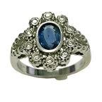 14kt White Gold Sapphire & Diamond Art Deco Ring