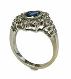 14kt White Gold Sapphire & Diamond Art Deco Ring