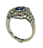 14kt White Gold Sapphire & Diamond Art Deco Ring