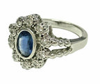 14kt White Gold Sapphire & Diamond Art Deco Ring