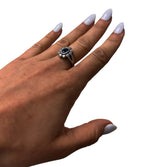 14kt White Gold Sapphire & Diamond Art Deco Ring