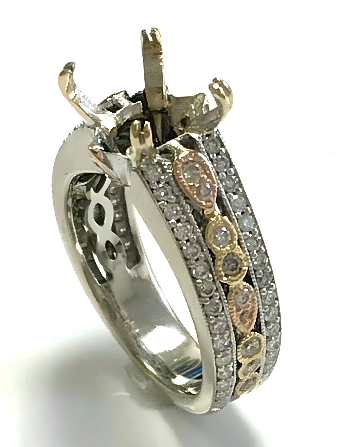 18kt White and Rose Gold & 0.60ctw Diamond Engagement Ring Setting