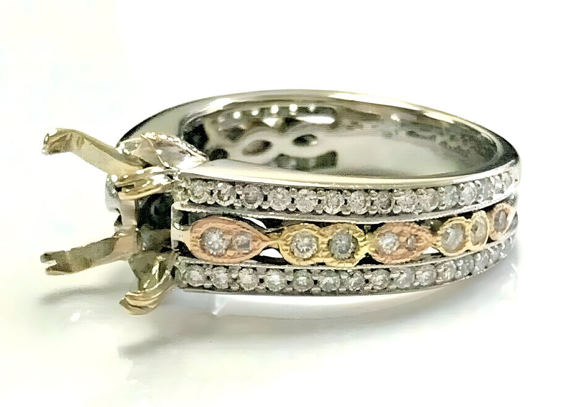 18kt White and Rose Gold & 0.60ctw Diamond Engagement Ring Setting
