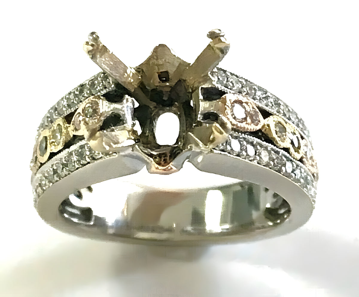 18kt White and Rose Gold & 0.60ctw Diamond Engagement Ring Setting