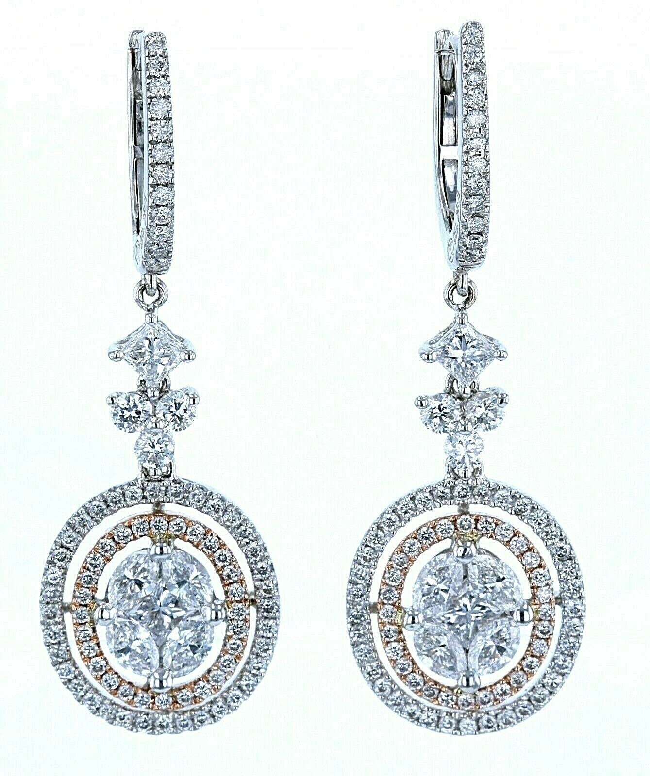 18kt White & Rose Gold 2.00ctw Diamond Earrings