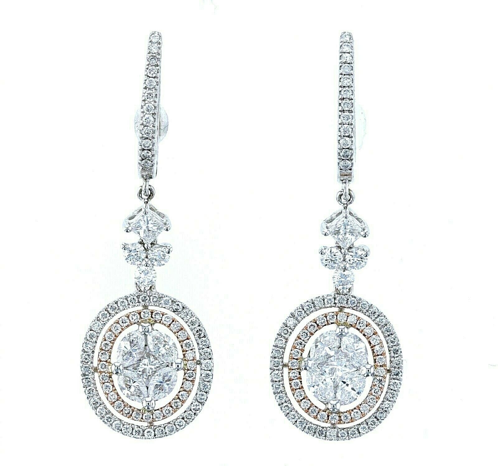 18kt White & Rose Gold 2.00ctw Diamond Earrings