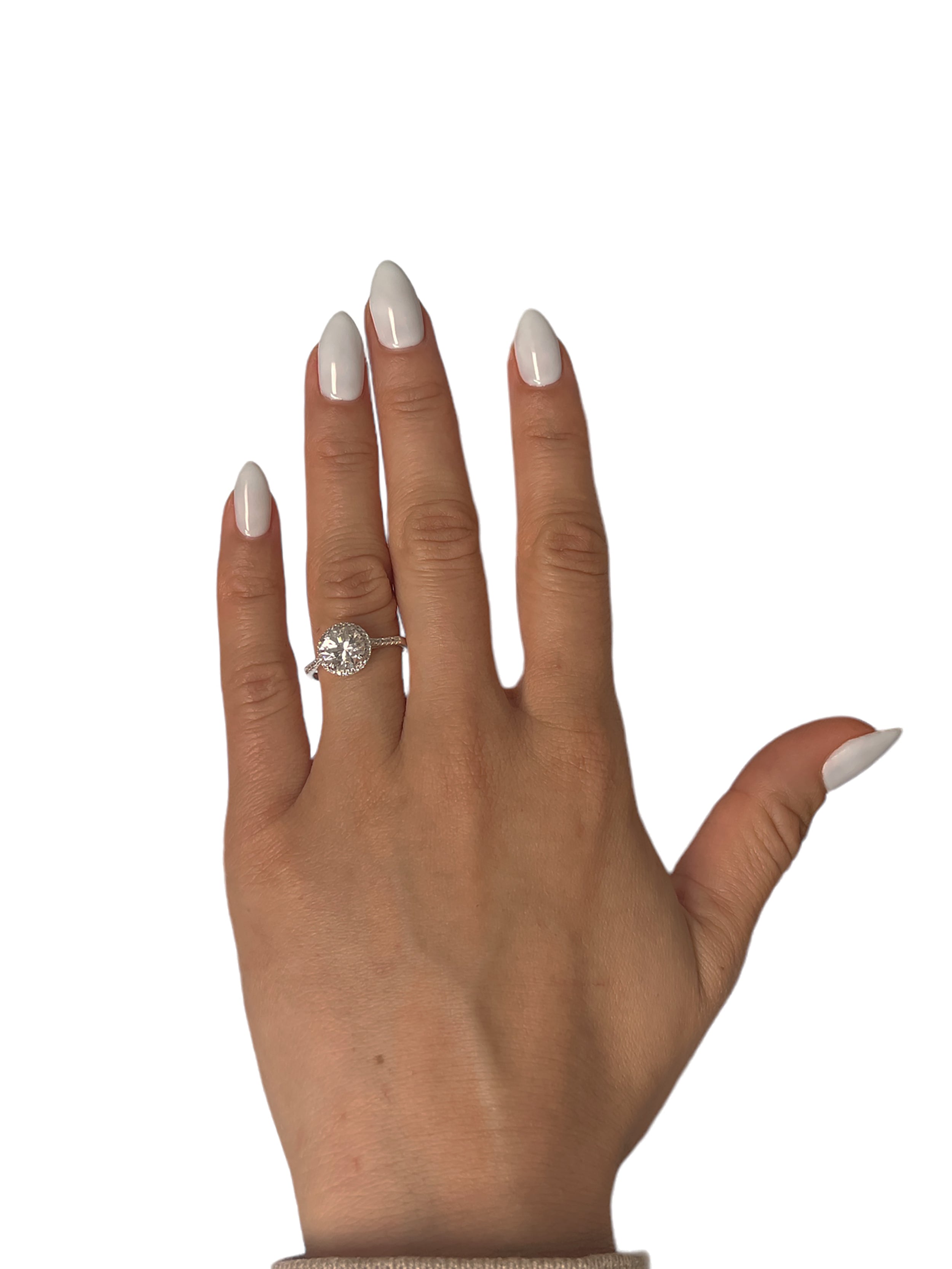 14k White Gold Halo CZ Center Engagement Ring 2.25ctw