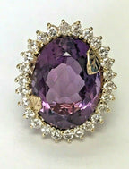 14kt Yellow Gold Amethyst & Diamond Ring