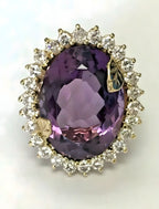 14kt Yellow Gold Amethyst & Diamond Ring