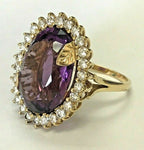 14kt Yellow Gold Amethyst & Diamond Ring