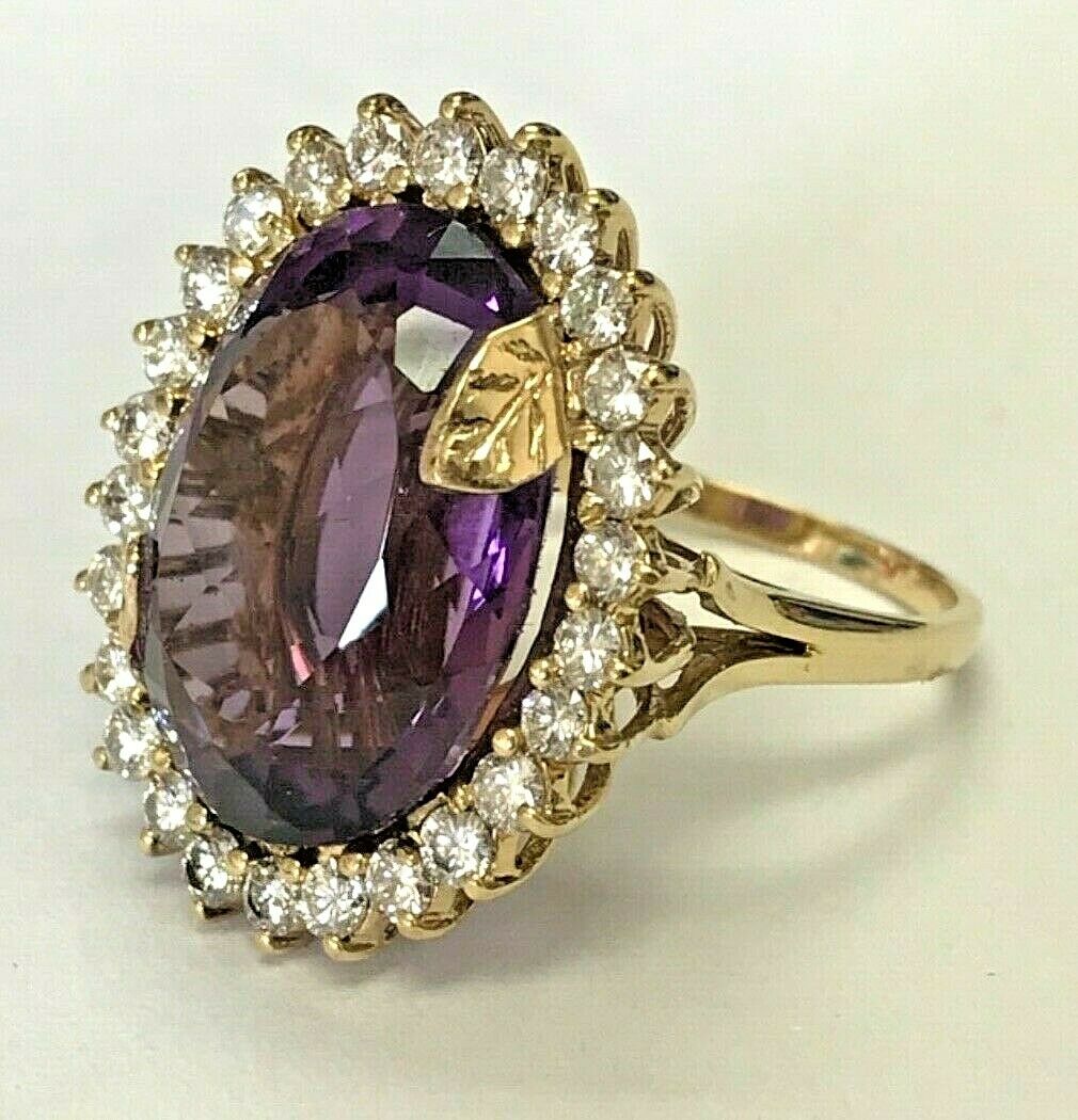 14kt Yellow Gold Amethyst & Diamond Ring