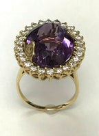 14kt Yellow Gold Amethyst & Diamond Ring